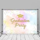 Aperturee - Rainbow Watercolor Glitter Graduation Photo Backdrop
